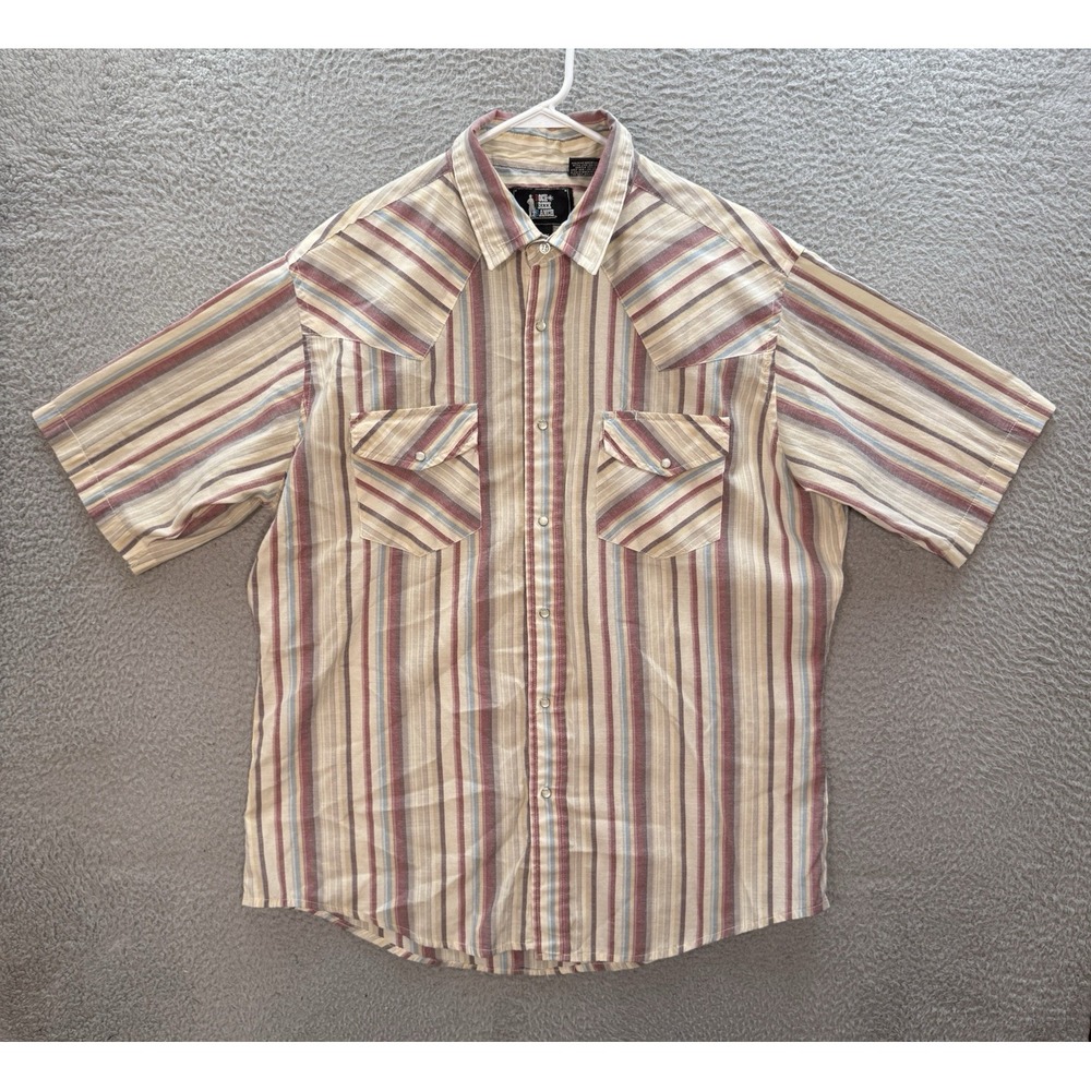Vintage Rock Creek Ranch Shirt Adult XL Multicolor Striped Pearl Snap Western